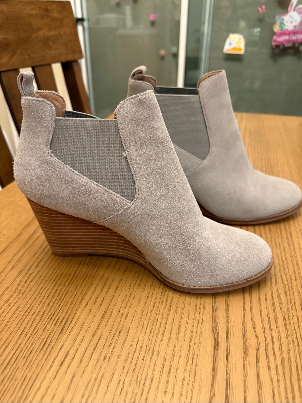Women's Suede Wedge Ankle Booties - Light Gray Caslon